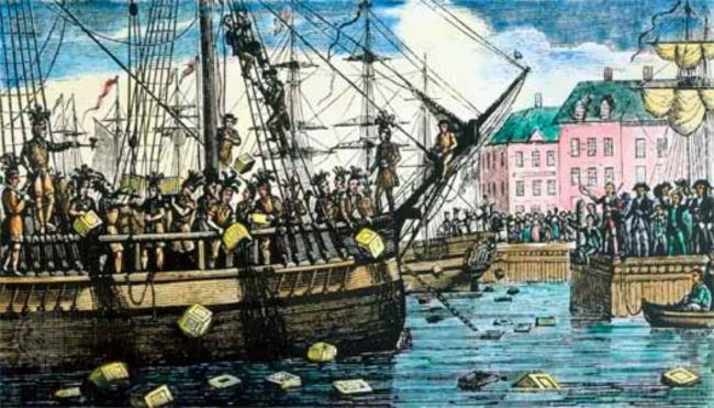 Los colonos abordaron el barco y tiraron el té por la borda. // Foto: Especial