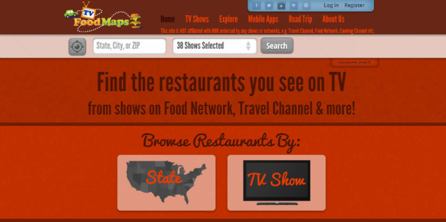 TV Food Maps tiene una base de datos de los bares y restaurantes que aparecen en 38 programas de televisión con direcciones y sitios web de los lugares. // Foto: Especial.
