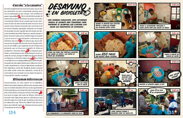 La publicación abunda en infografías y explicaciones sencillas, así como entrevistas con los profesionales del taco, los taqueros. // Foto: Cortesía Editorial Trilce.