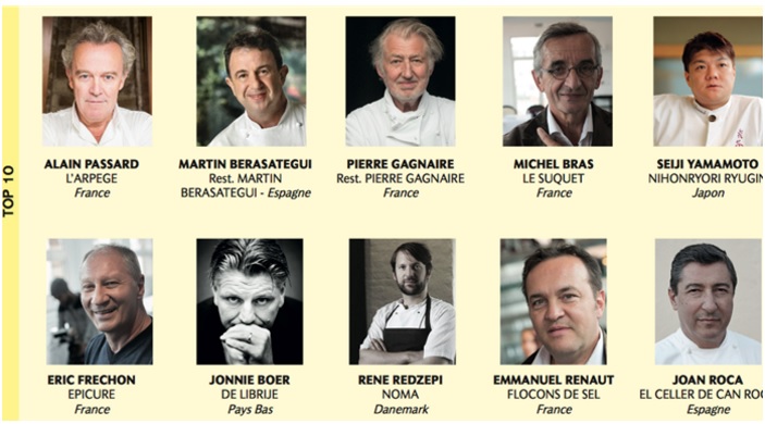 Los 10 primeros lugares de los 100 mejores chefs del mundo, según Le Chef.