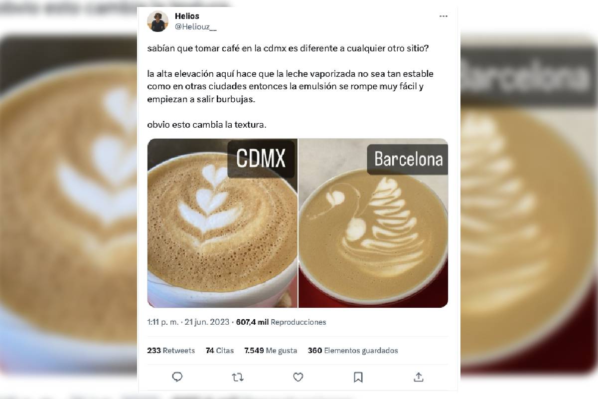 Helios explica que el café latte no es igual de estable en CDMX que en el resto del mundo.