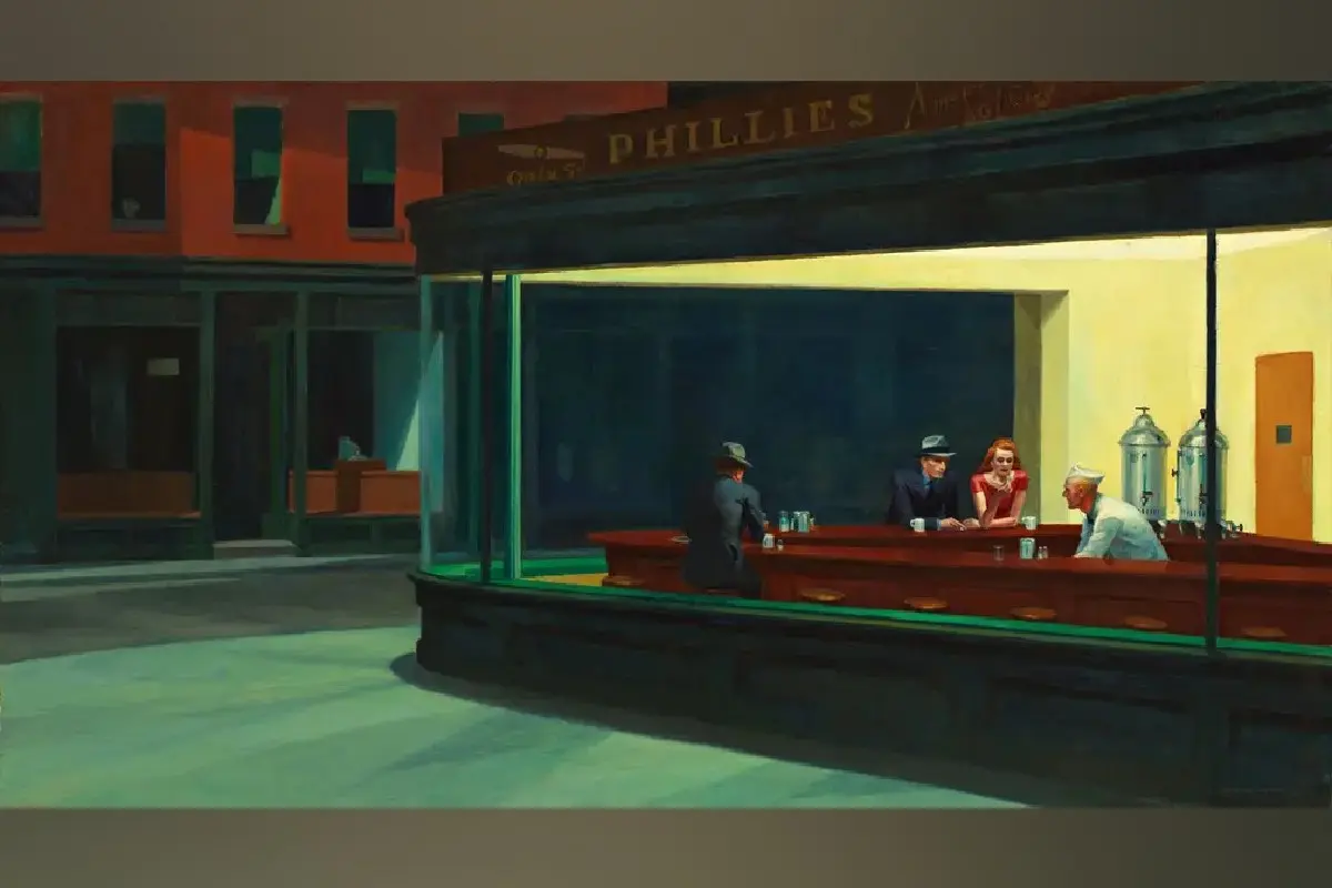 Nighthawks de Edward Hopper es una obra de arte notable en la cultura estadounidense que es casi una instantánea del legendario estilo de vida de los años 40.