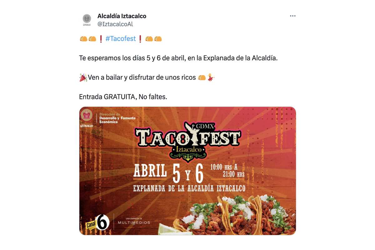 Promoción del Taco Fest en Iztacalco.
