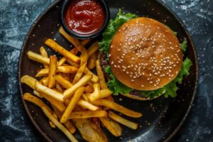 comer dos hamburguesas es mejor que una con papas