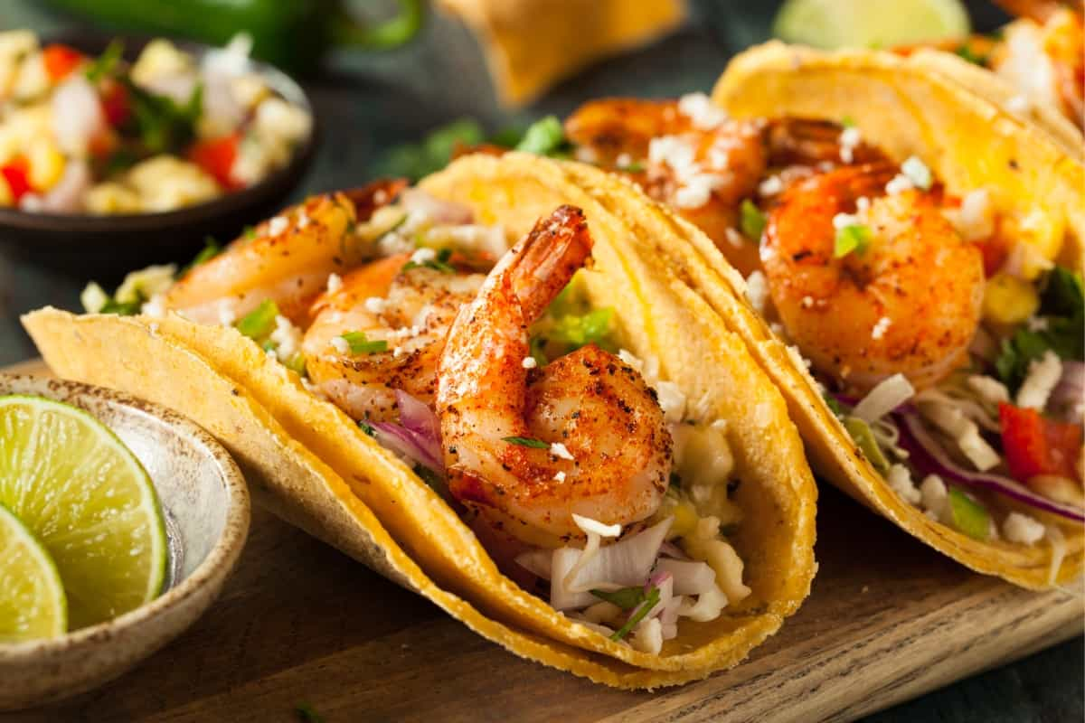 Receta propia de tacos de jamaica con camarones