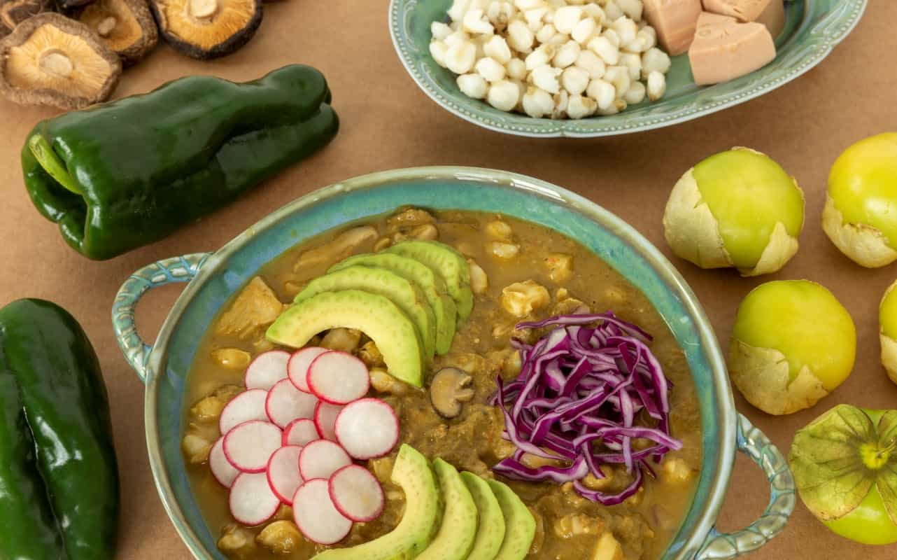 Receta pozole vegetariano. 