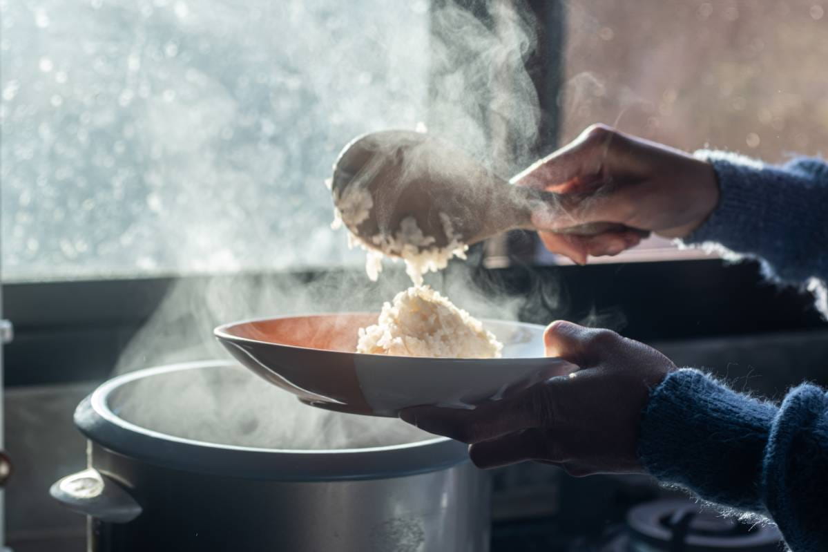 Receta de arroz al vapor estilo coreano.